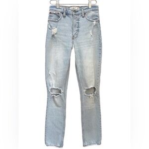 ABERCROMBIE AND FITCH The Skinny High Rise Distressed Light Wash Jeans Size 24